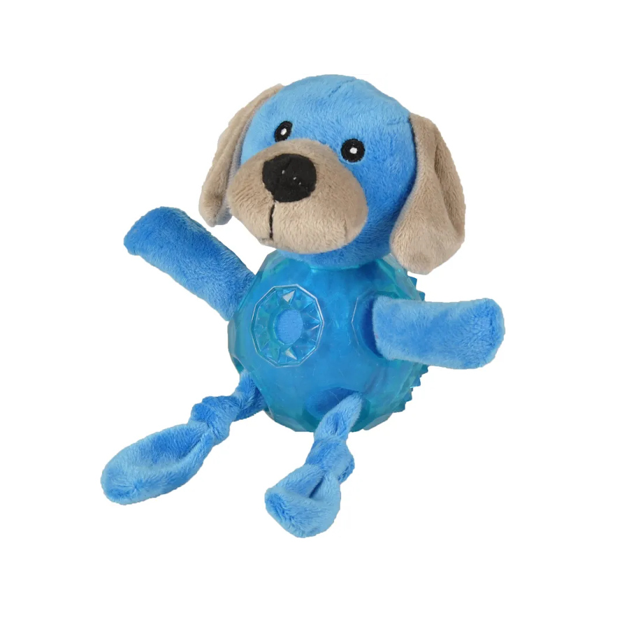 Flamingo Bellies Cão de peluche azul com bola para cães