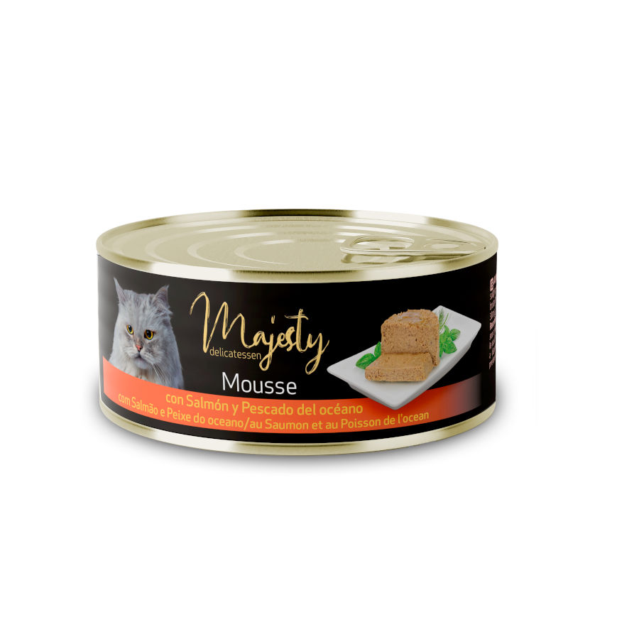 Majesty Adult Mousse de Salmão e Peixe do Oceano para gatos