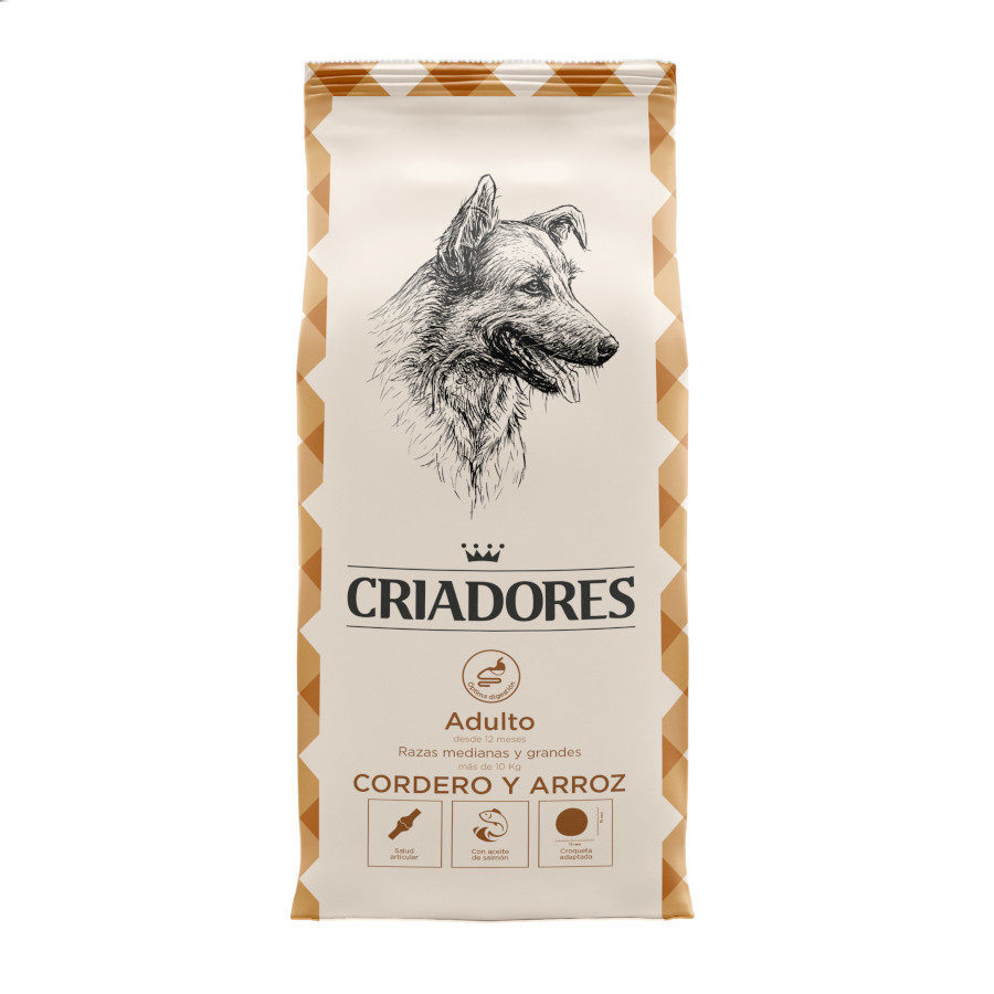 Criadores ração com cordeiro e arroz para cães
