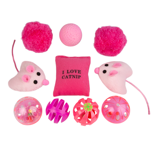 TK-Pet Pucho pack 10 juguetes para gatos rosa