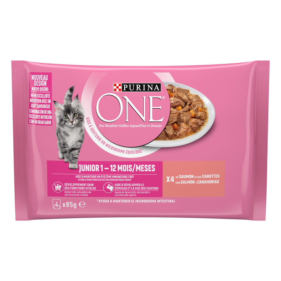 Purina One Junior Salmão saqueta em molho para cães - Pack 4