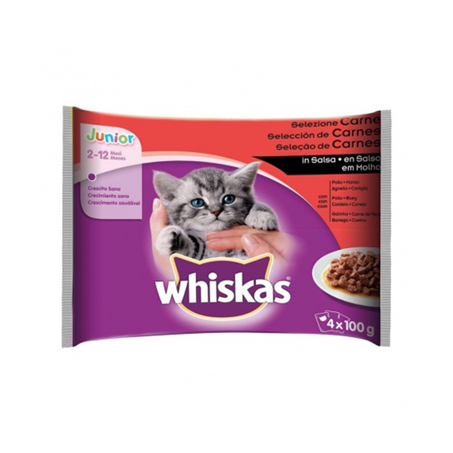 Whiskas Junior New Generation 4 x 100 gr selecci&oacute;n de carnes, , large image number null