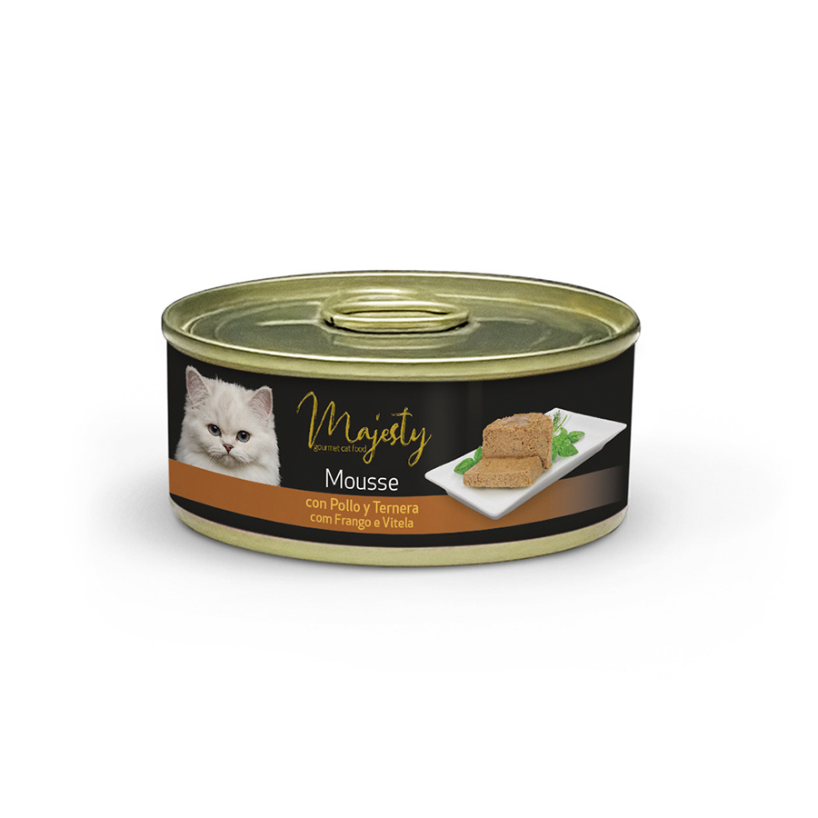 Majesty Adult Mousse de Frango e Carne de Vitela Lata