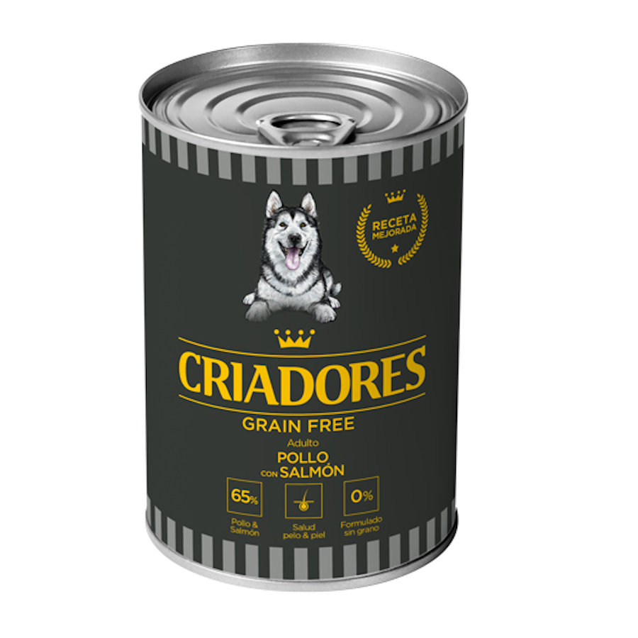 Criadores Adulto Grain Free Frango e Salmão lata para cães