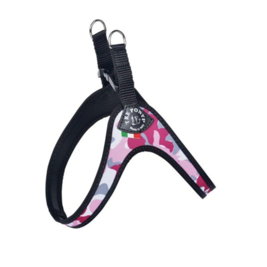 Tre Ponti Peitoral Estampado de Camuflagem Rosa para cães
