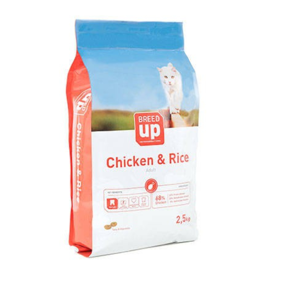 Ração superpremium para gatos Breed Up Adult Chicken com frango