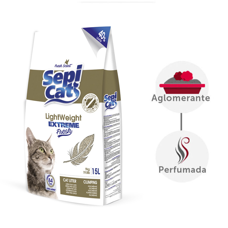 1 KG Sepicat LightWeight Extreme Fresh Areia Aglomerante leve para gatos