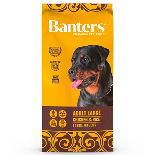 2 x 15 kg Banters Adult Large Frango ração para cães Pack poupança!