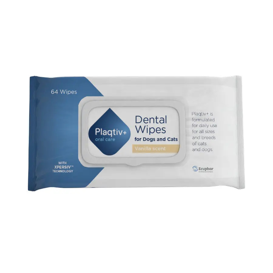 0.064 KG Ecuphar Plaqtiv+ Toallitas Dentales para perros y gatos
