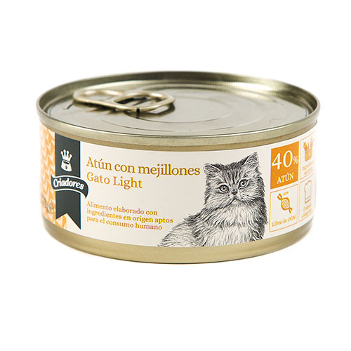 Criadores Light atum-mexilhões comida húmida gato