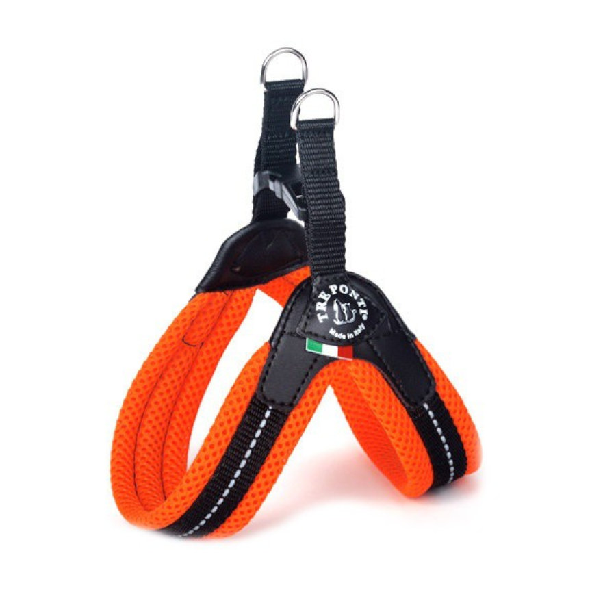 Camon Peitoral acolchoado laranja fluorescente para cães