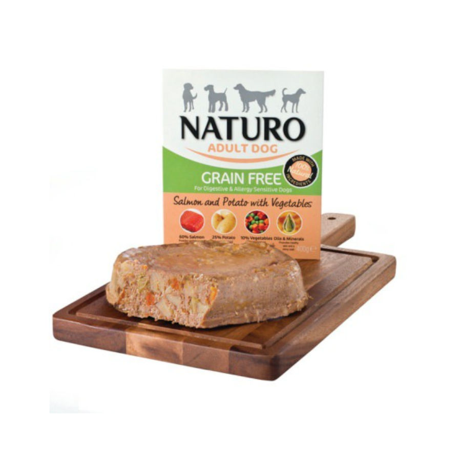 0.4 KG Naturo Adult Grain Free Salmão com Batatas terrina para cães