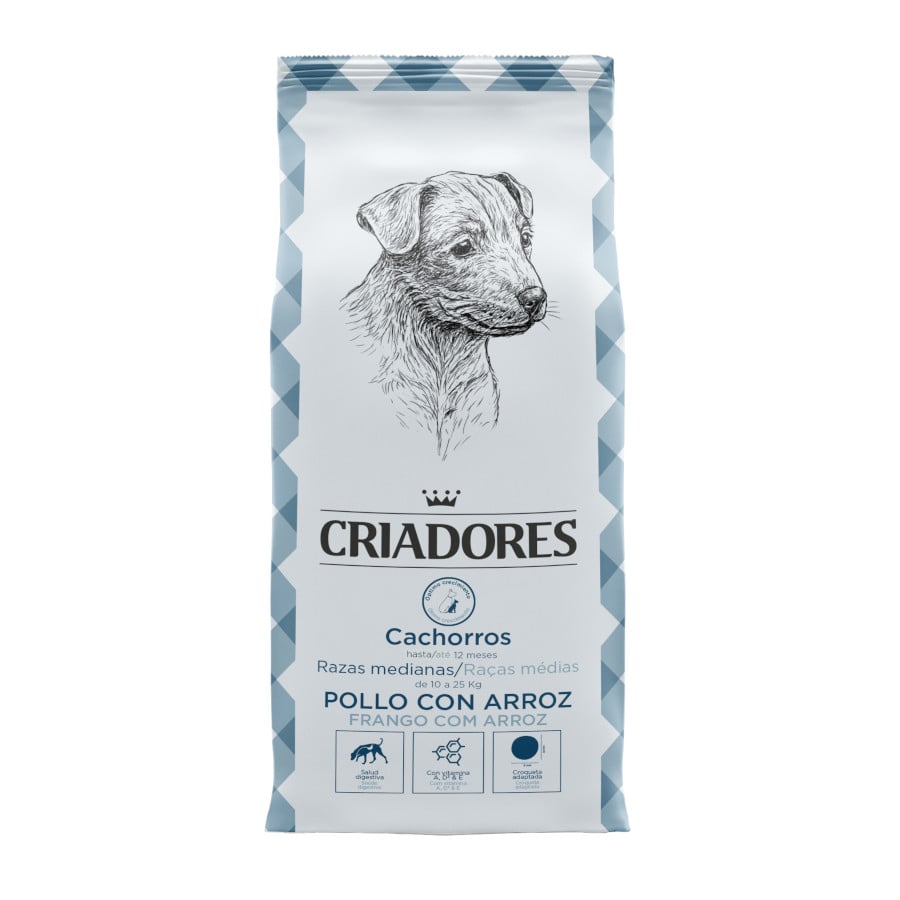 Criadores Frango e Arroz ração cachorros raças médias