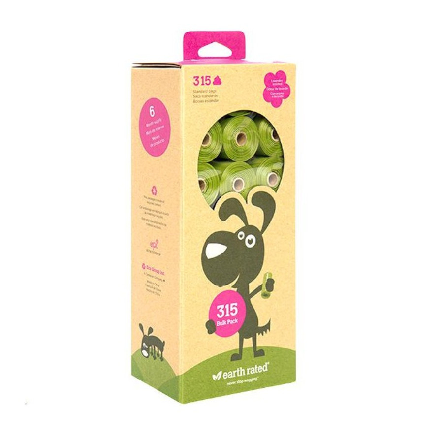 Earth Rated 21x15 sacos aroma de lavanda para cocó de cães