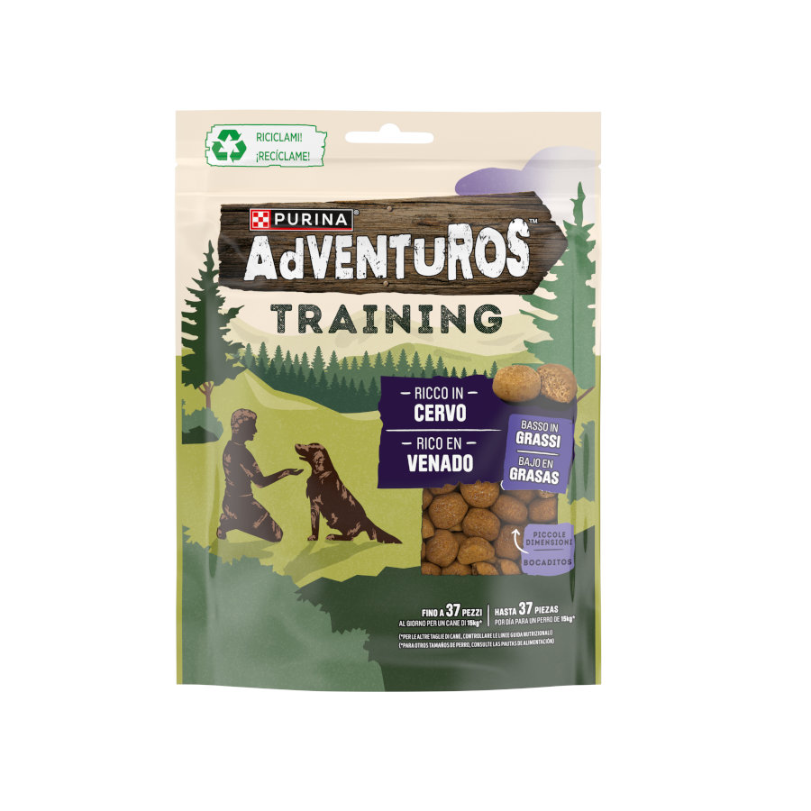 6 pacotes x 115 g Adventuros Training Snacks de Veado para cães Pack poupança!